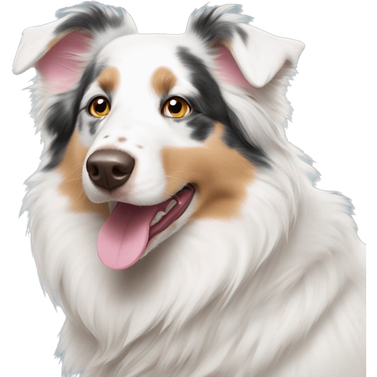 solid white australian shepherd with pink nose emoji