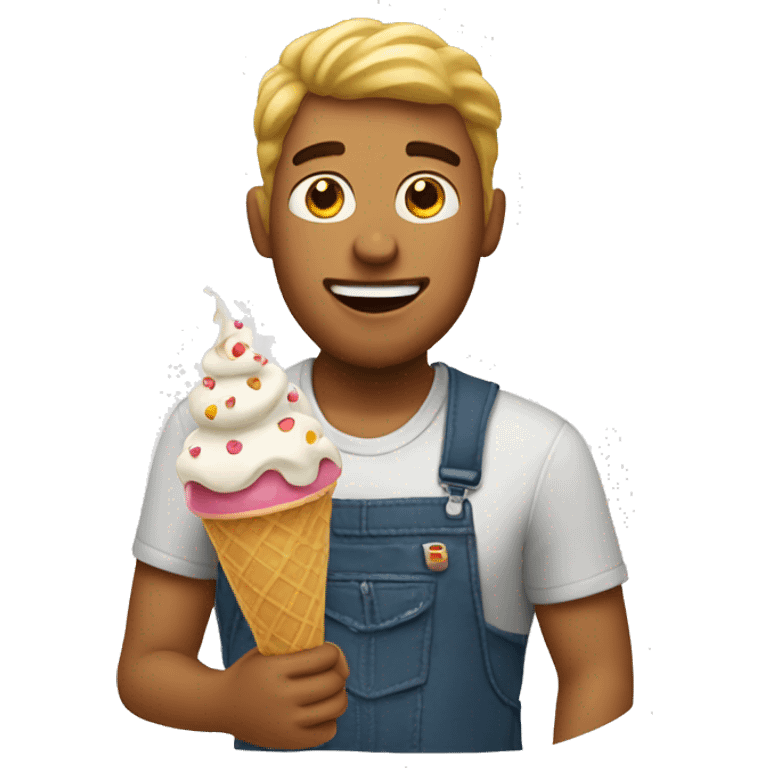 A guy eating ice cream emoji