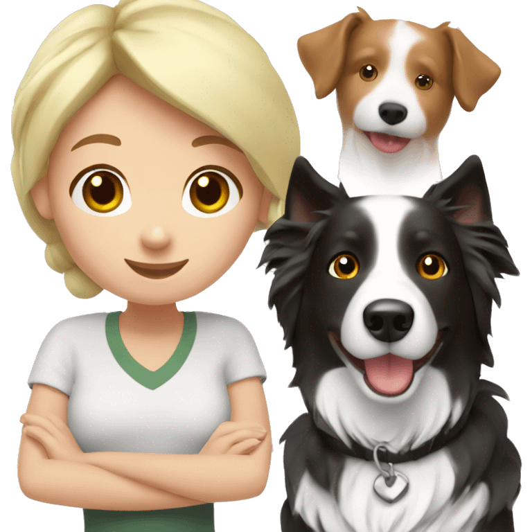 Border Collies with blonde girl emoji