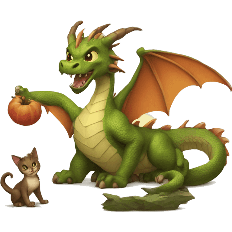 a dragon figthing with a cat emoji