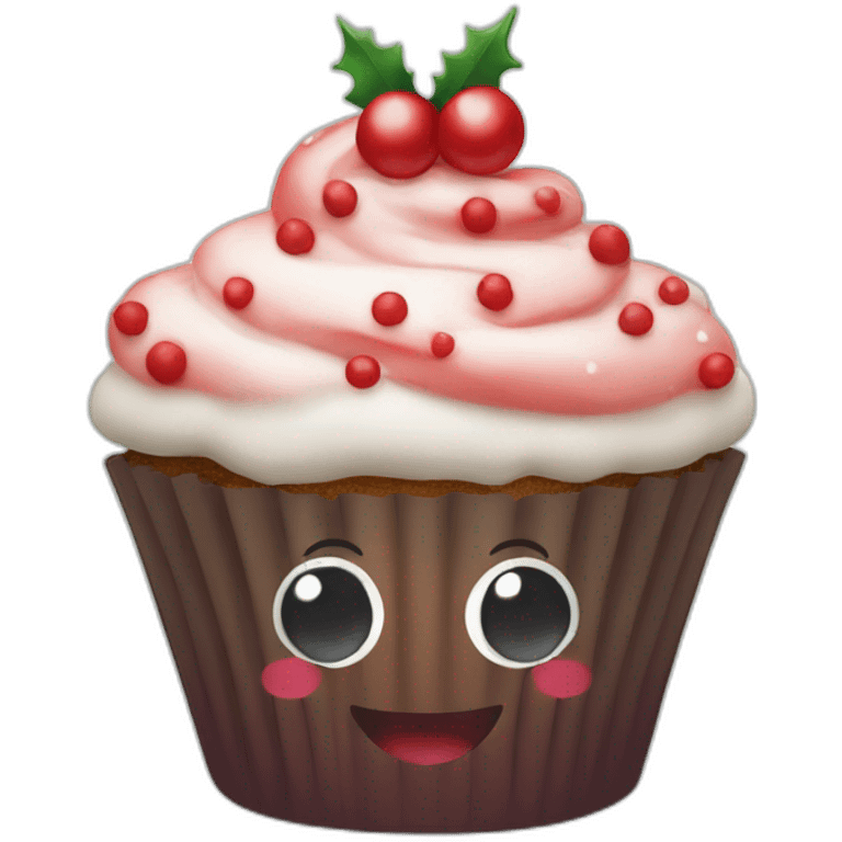 Happy Christmas cupcake emoji