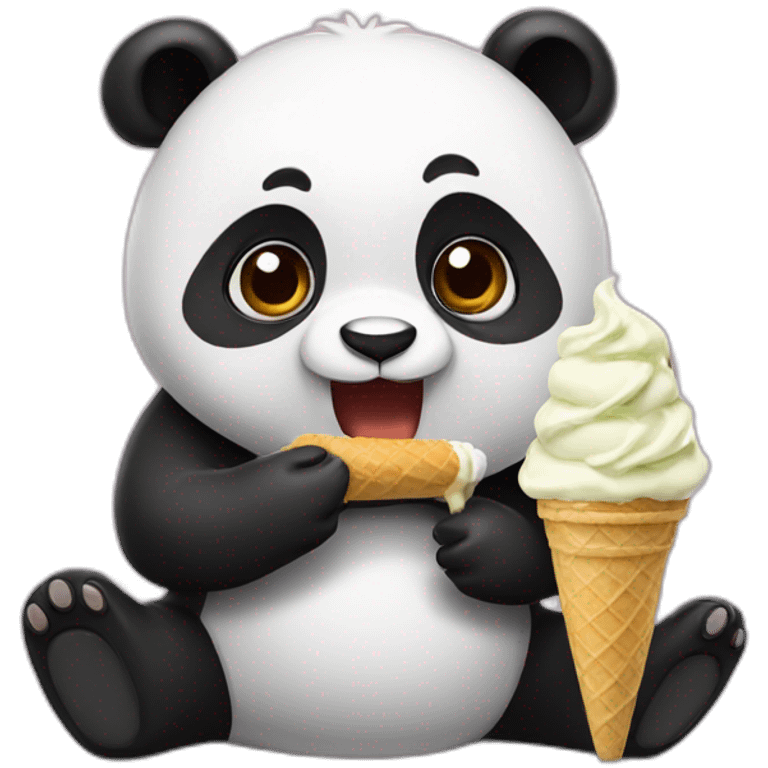 Panda eating ice cream emoji