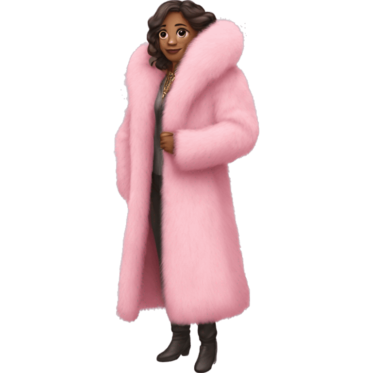 Long Pink fur coat emoji