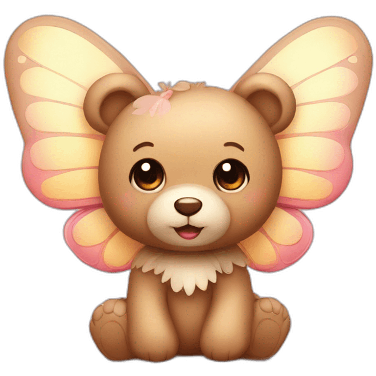 Cute teddy bear with big butterfly wings emoji