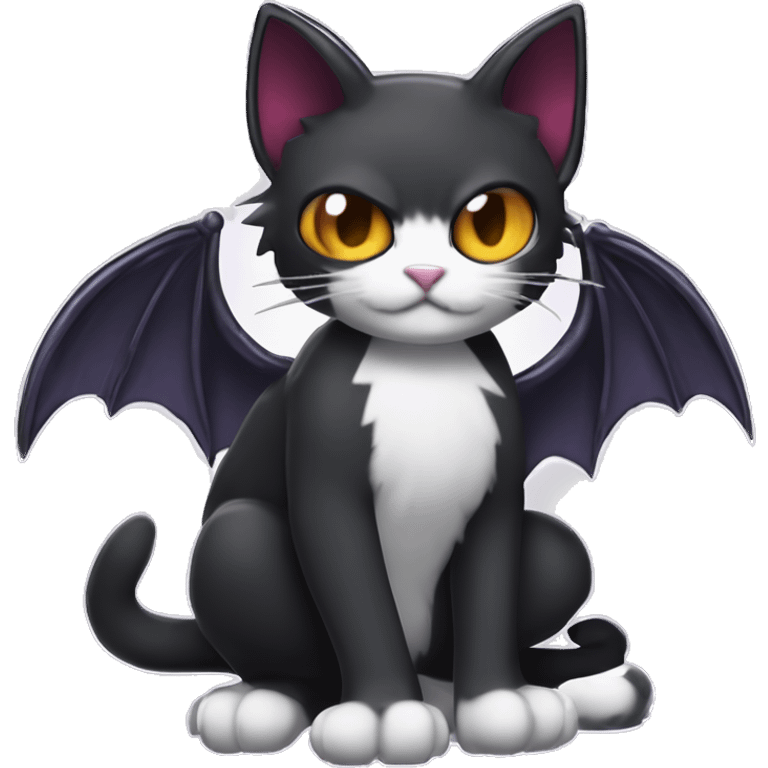 Cute edgy cool kawaii vampiric dark cat-Fakémon-Digimon with bat-wings as ears emoji