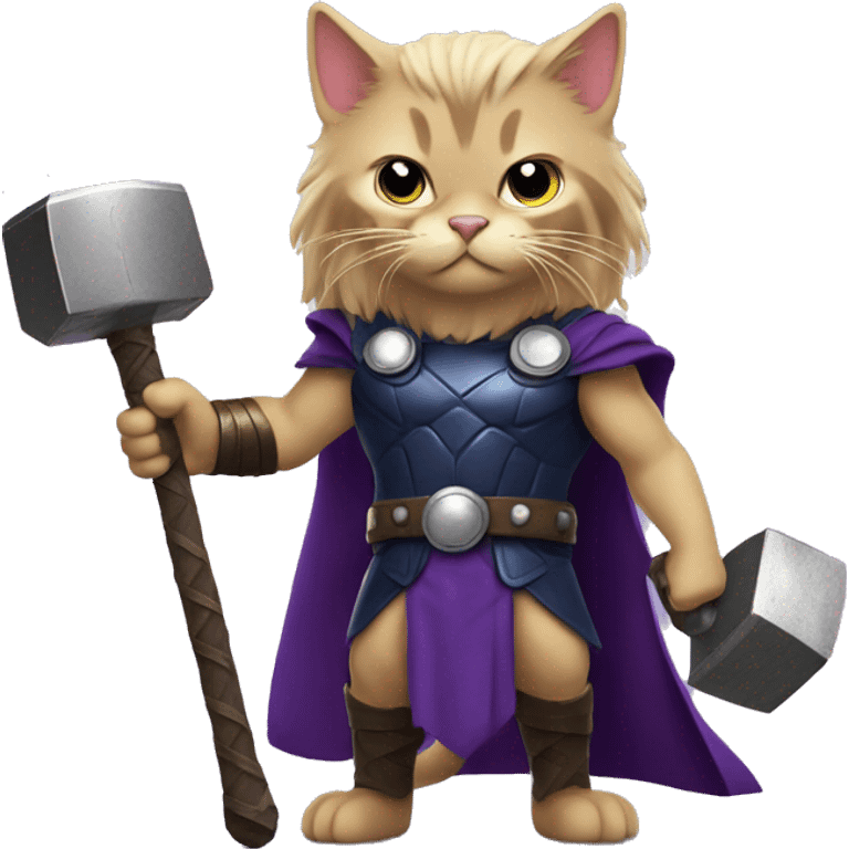 Thor as purple cat with hammer emoji