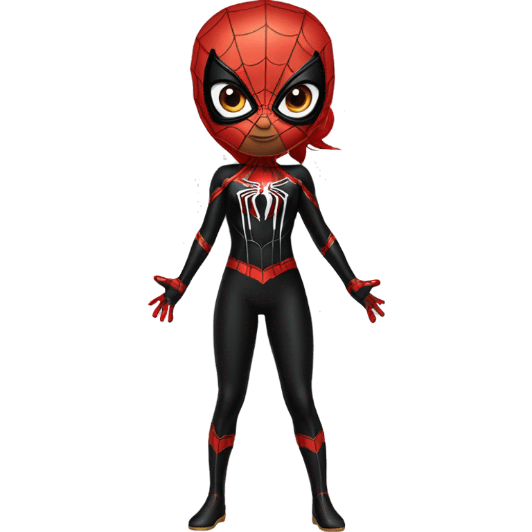 Spider man black suit girl Asia white emoji