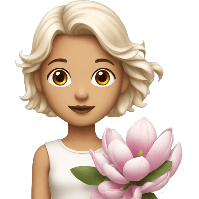  Girl with magnolia emoji