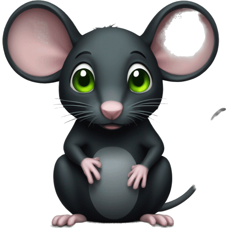 Black rat with emeraud emoji