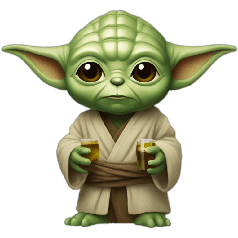 Yoda bois une bierre emoji