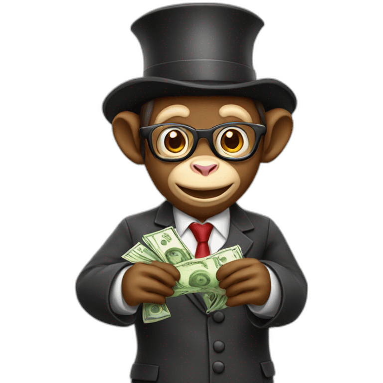 Monkey professor winning cash emoji