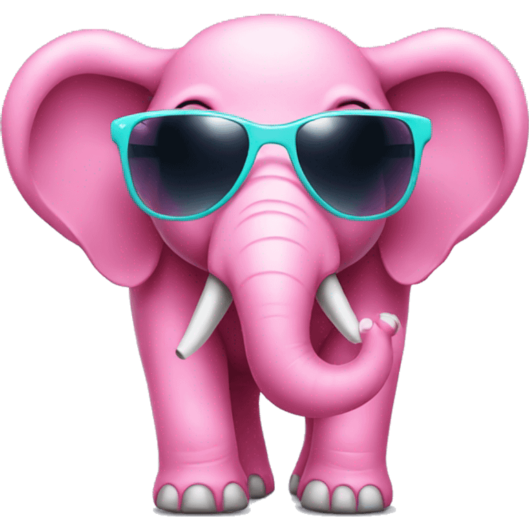 Pink elephant with bow and sunglasses  emoji