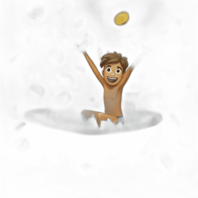 jumping into bath full of coins emoji