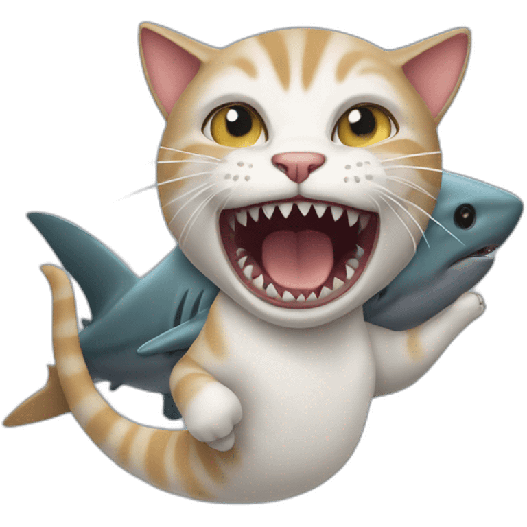 Cat who's beating a shark emoji