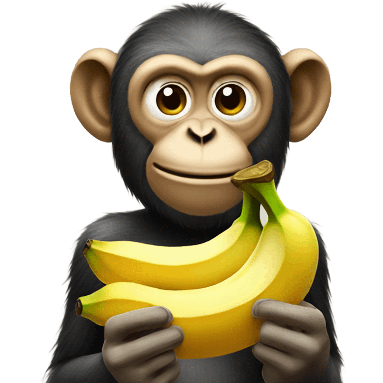 Monkey eating banana and holding bitcoin  emoji