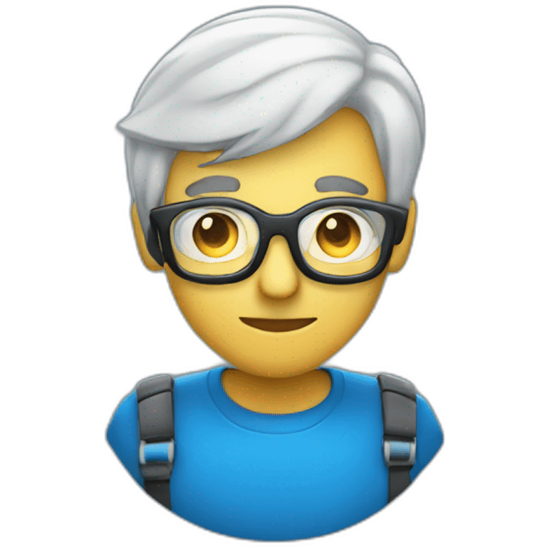 blue developer man with glasses and code emoji