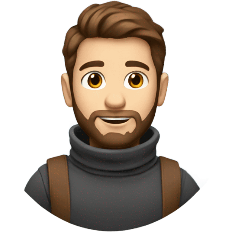 Boy developer with brown hair and beard in turtleneck sweater emoji