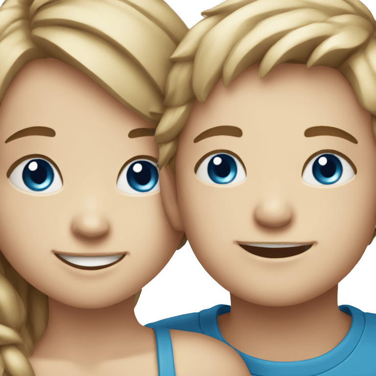 smiling boy and girl with blue eyes emoji