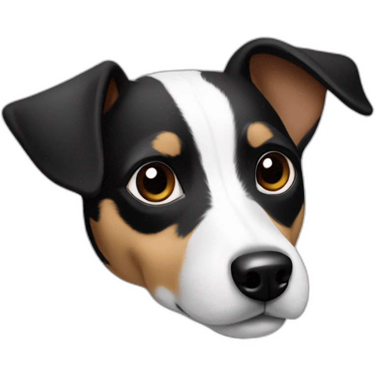 Black and white jack Russell with black head emoji