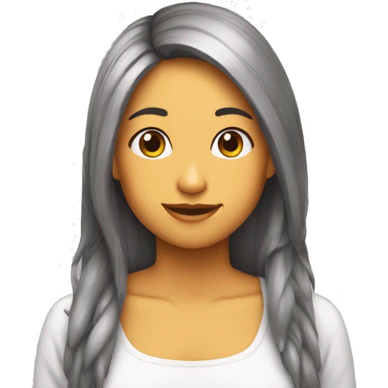 Chica con rizo y poco pelo largo emoji