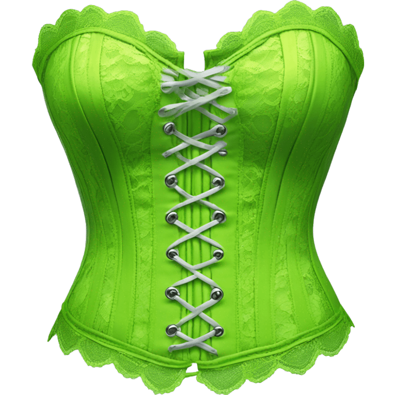 Realistic hyper-realistic lime green crop top lace corset. emoji