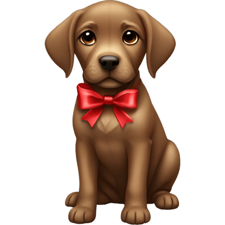 cute baby brown labrador with christmas bow emoji