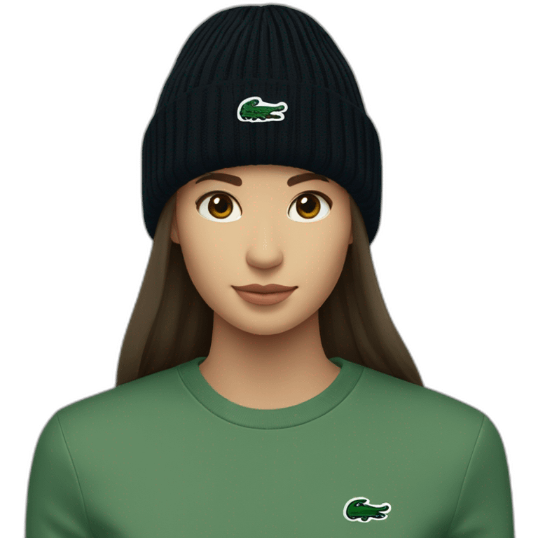 Black lacoste beanie with lacoste emoji