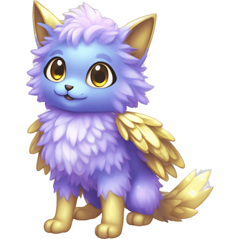 Shiny Sparkly Colorful Fluffy beautiful fantasy Kawaii Ethereal Anthro Sona Fakemon-animal Full Body emoji