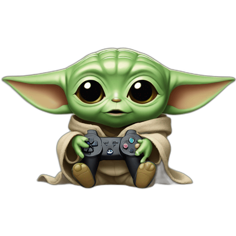 Baby yoda who plays the playstation emoji