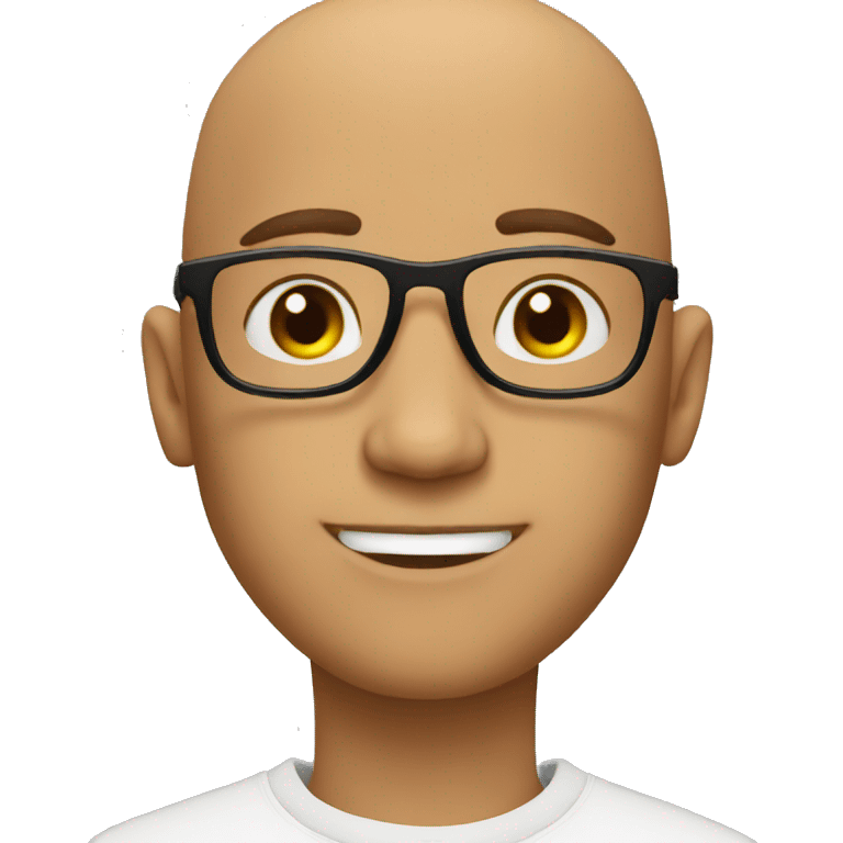 Bald brown guy with glasses love emoji