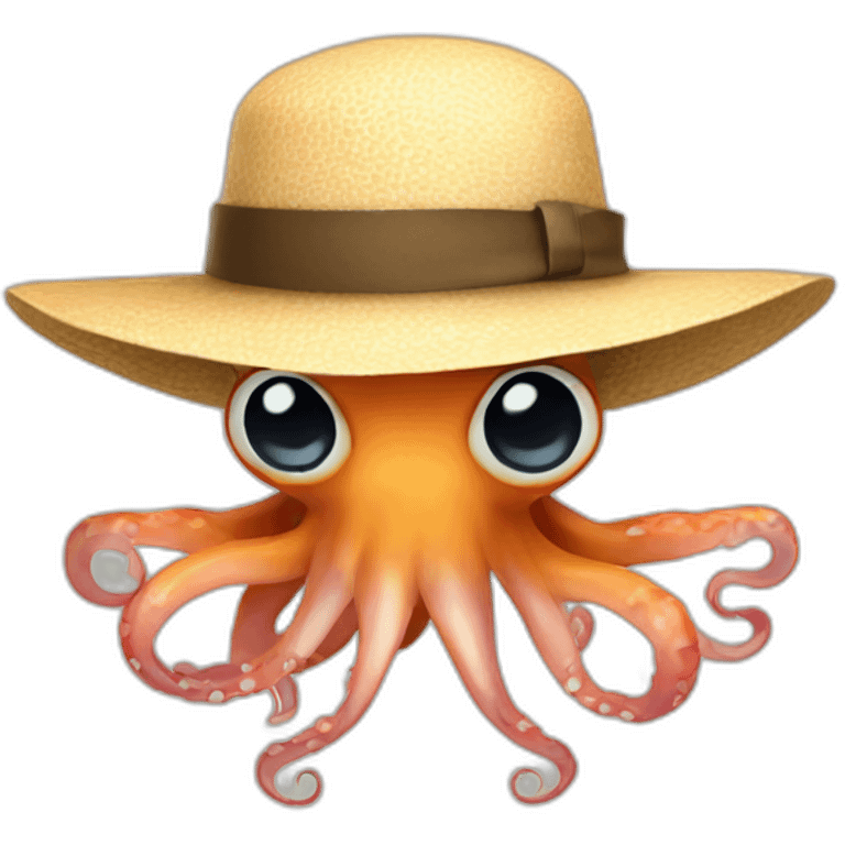 Squid wearing a boater hat emoji