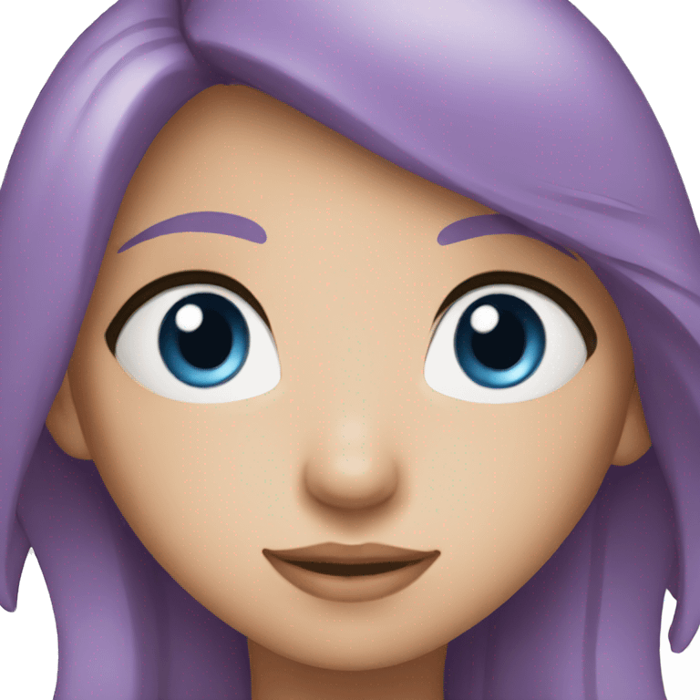 A girl has blue eyes and purple hair  emoji