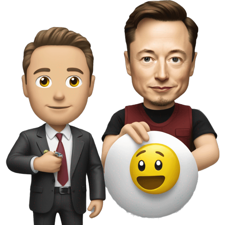 Elon musk holding a mini figure of Elon musk emoji