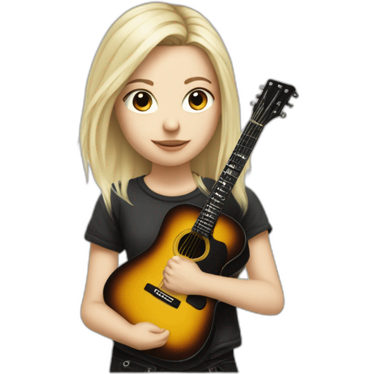 A young emo/grunge white girl, with very light blond hair and a guitar emoji