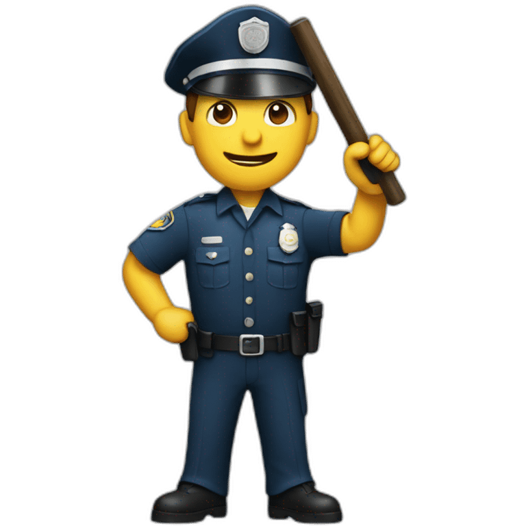 A policeman with a baton in his hand getting ready to strike emoji