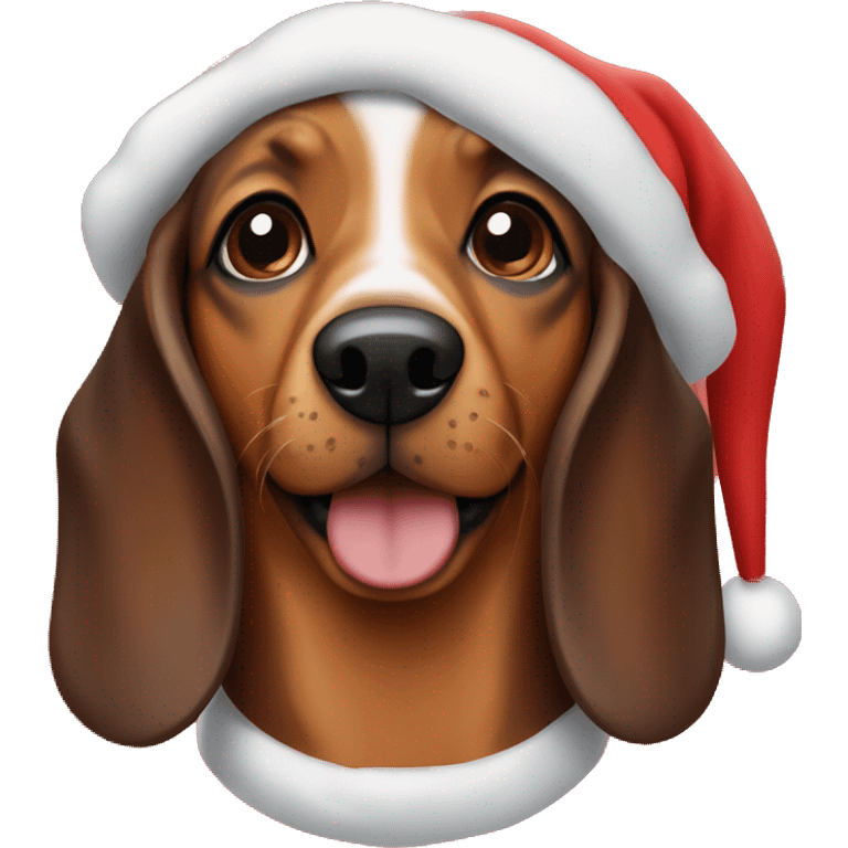 Dachhund wearing a Santa costime  emoji