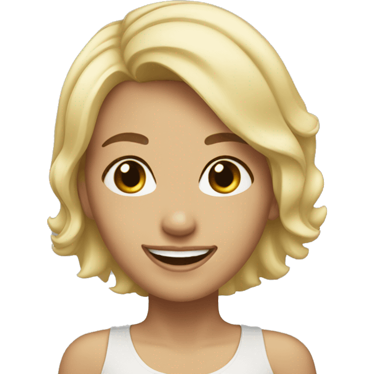 Happy face girl short blonde hair  emoji