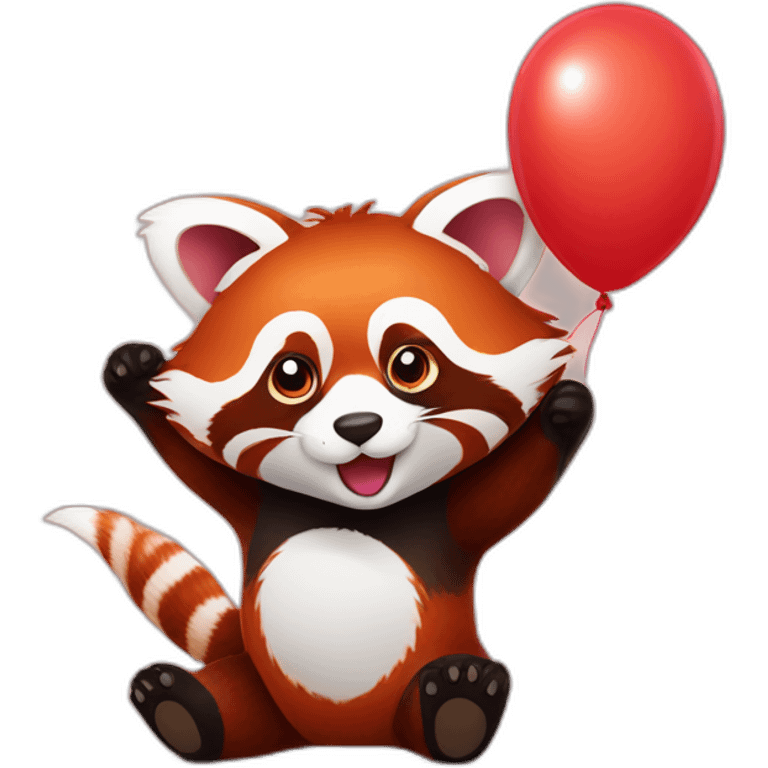 red panda with a balloon emoji