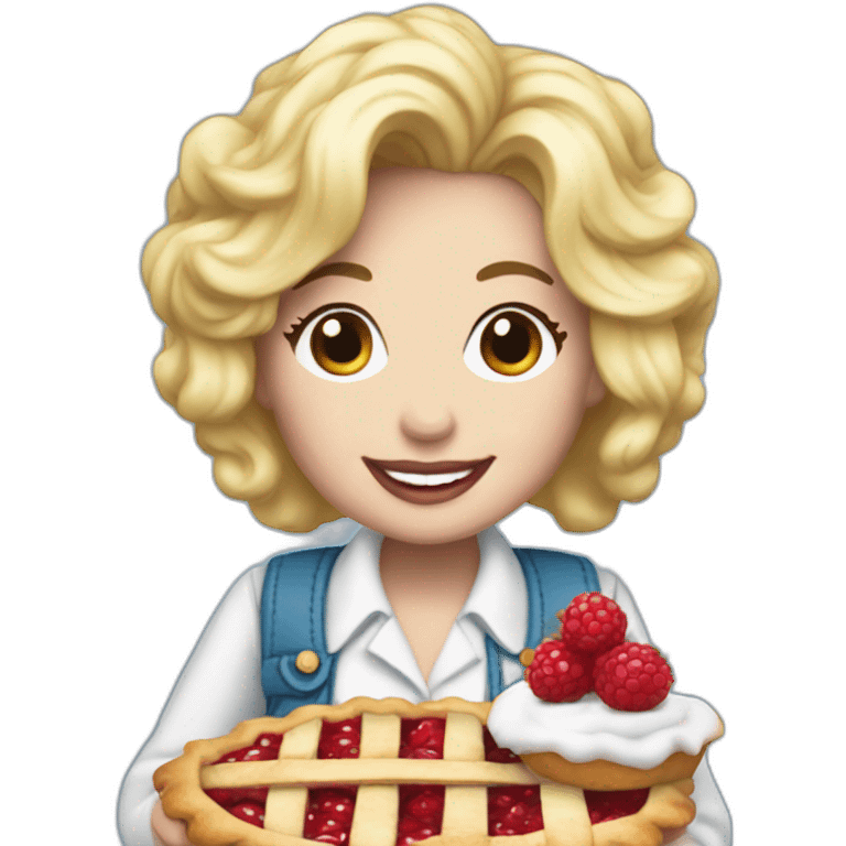 Dolly Parton carrying a berry pie emoji