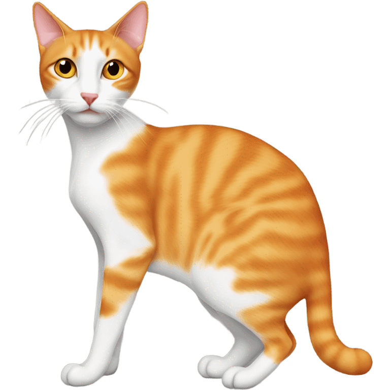 skinny orange and white cat with lip deformaty emoji