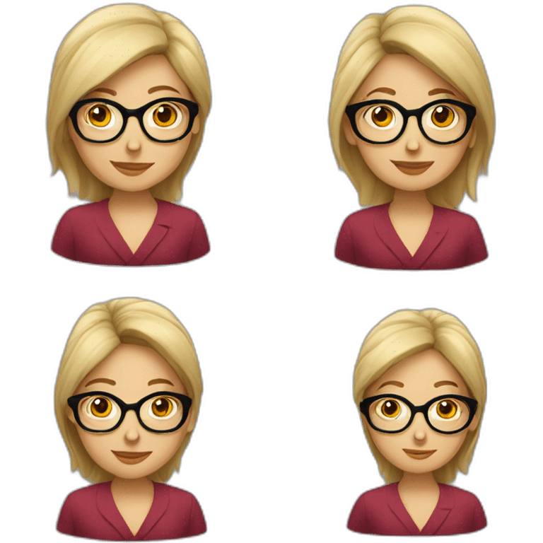 Profesora media melena con gafas emoji