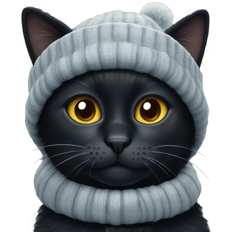 black cat wearing a winter tuque emoji