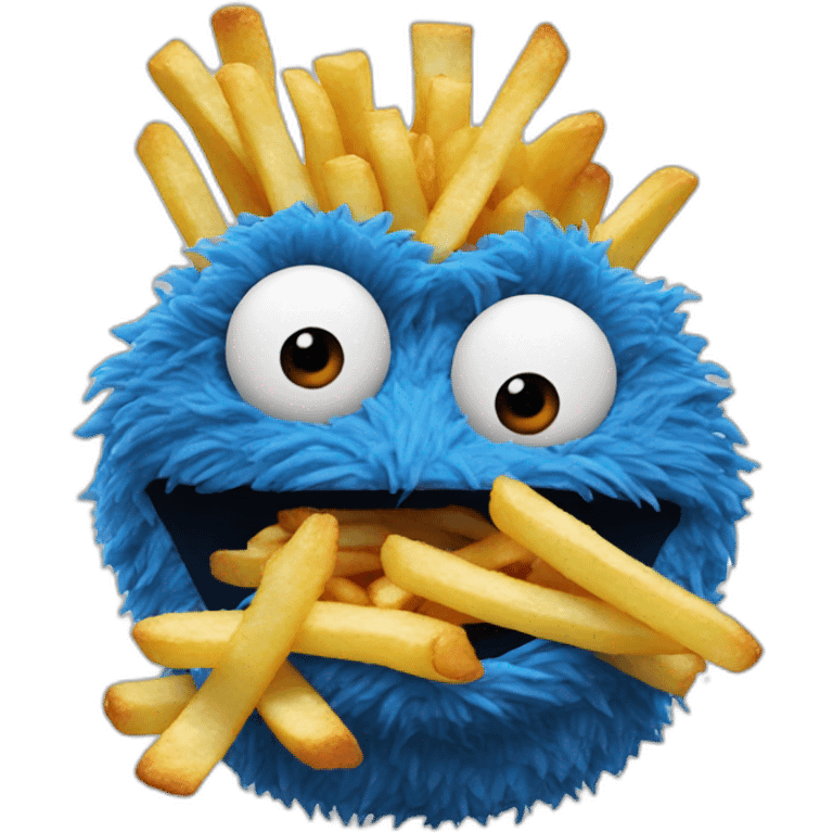 Cookie Monster eating french fries emoji