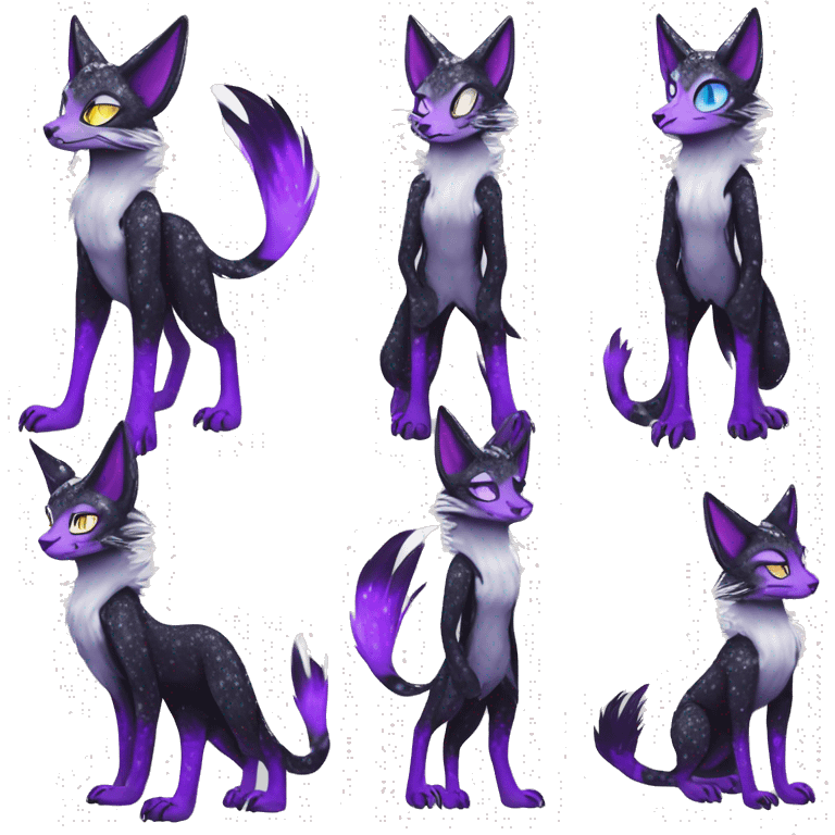 Epic Edgy Black White Purple eldritch Sergal-shiny sparkle starry Serval-Fionbri full body emoji