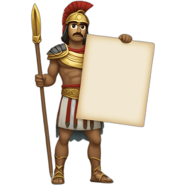 grecian warrior holding blank sign emoji