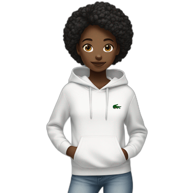 Lacoste tênis black girl with white lacoste hoodie emoji