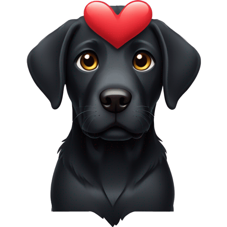 sweet black labrador, full body, with a heart in hands emoji