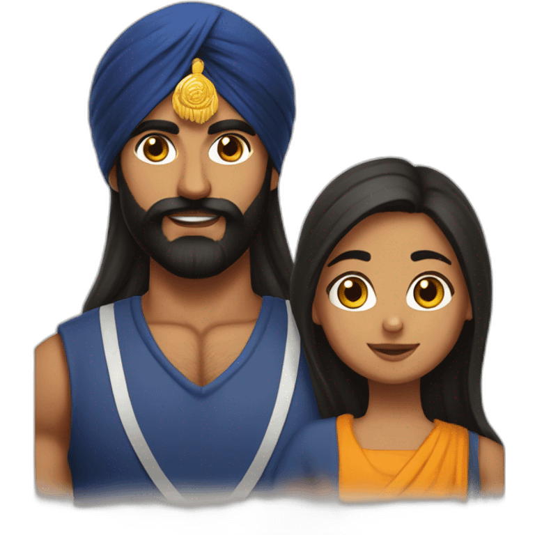 Muscular sikh guy with a sikh girl emoji