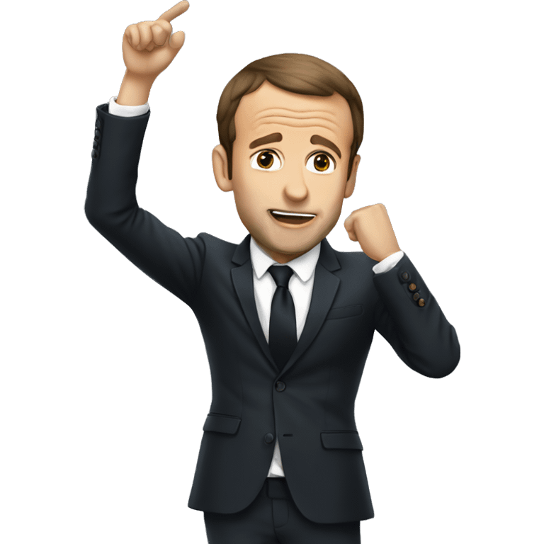 Macron doing a dab emoji