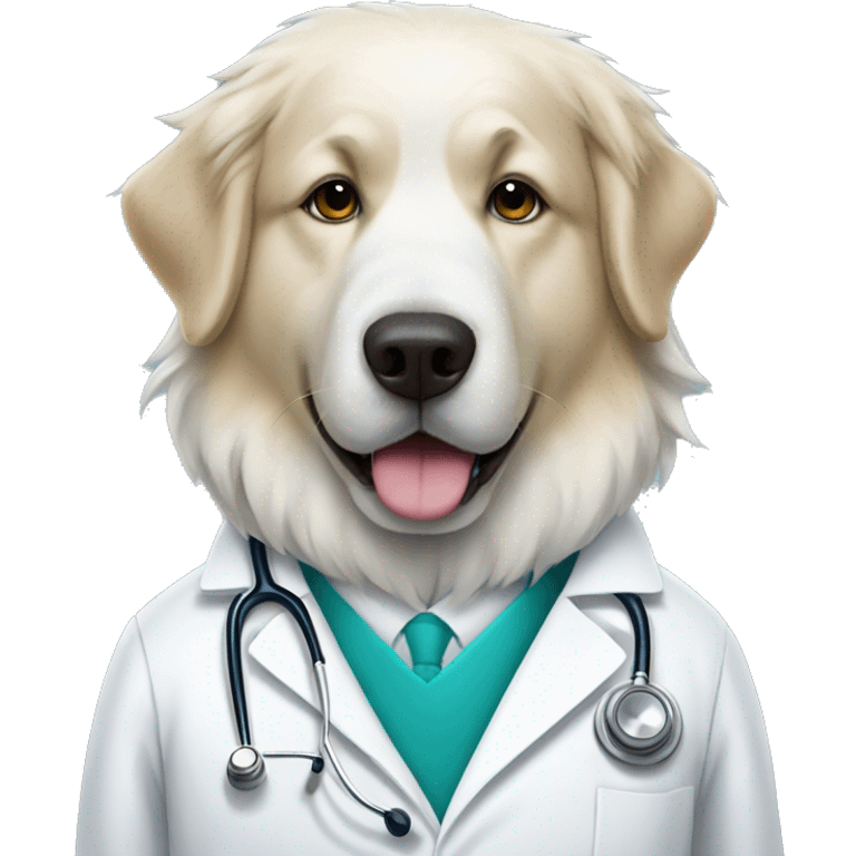 Great Pyrenees dressed as a doctor emoji